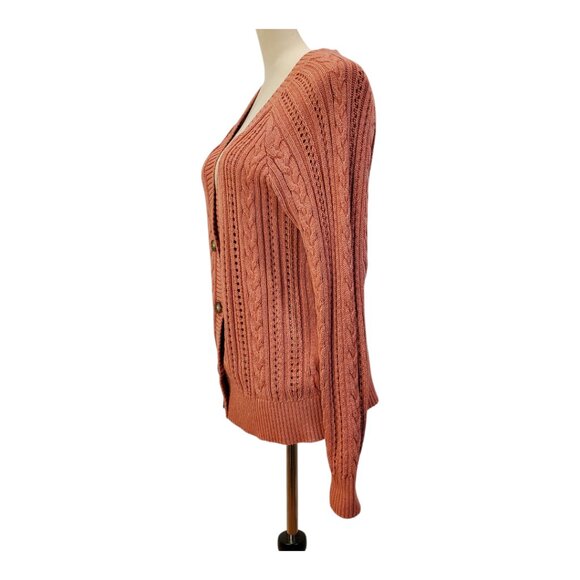 FAT FACE SZ 10 Women's Button-Front Open-weave Long-sleeve Cardigan Sweater - Picture 2 of 6